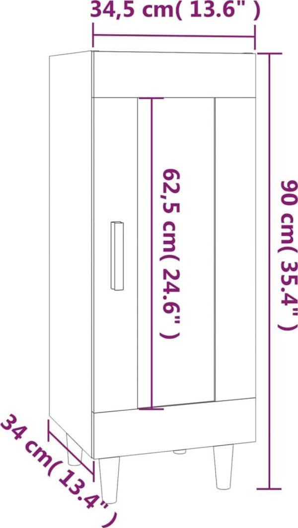 vidaXL Ντουλάπι, λευκό, 34,5x34x90 εκ, υλικό ξύλου