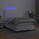 vidaXL Κρεβάτι κοντινεντάλ με στρώμα και LED, λευκή οικολογική δερματίνη 120x200 εκ.