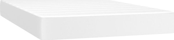 vidaXL Κρεβάτι κοντινεντάλ με στρώμα και LED, λευκή οικολογική δερματίνη 120x200 εκ.