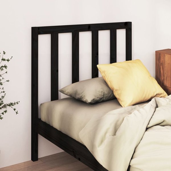 vidaXL Κεφαλάρι κρεβατιού, μαύρο, 95x4x100 εκ., από μασίφ πεύκο