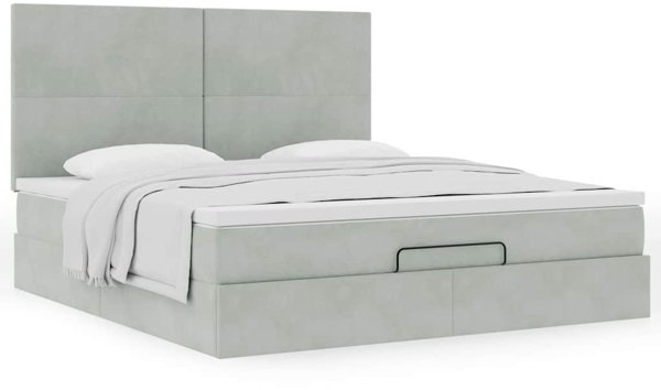 vidaXL Κρεβάτι Ottoman με Βελούδινη Επένδυση, Γκρι, 200x200 εκ.