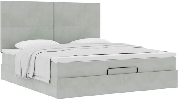 vidaXL Κρεβάτι Ottoman με Βελούδινη Επένδυση, Γκρι, 200x200 εκ.
