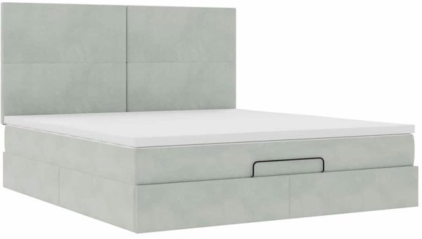 vidaXL Κρεβάτι Ottoman με Βελούδινη Επένδυση, Γκρι, 200x200 εκ.