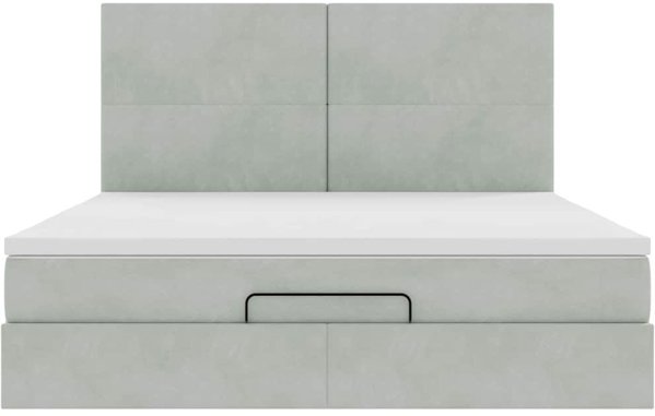 vidaXL Κρεβάτι Ottoman με Βελούδινη Επένδυση, Γκρι, 200x200 εκ.