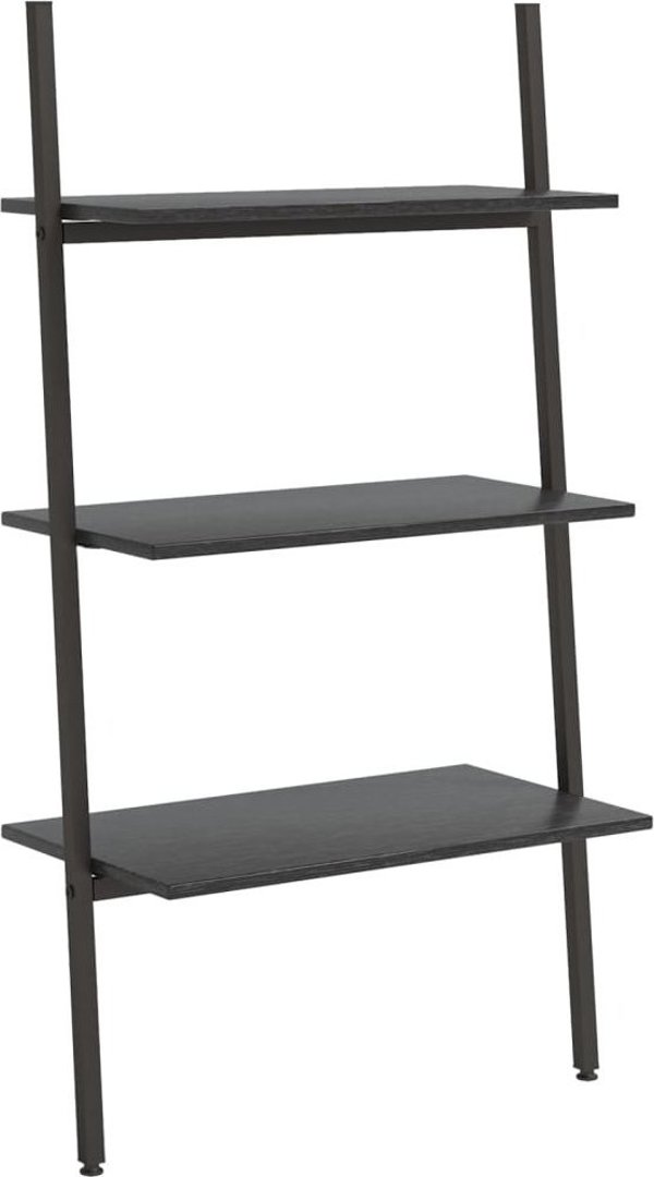 Ράφι Σκάλας με 3 Ράφια Μαύρο 64x34x116 cm