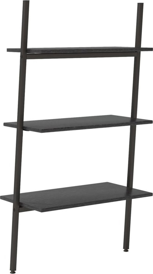 Ράφι Σκάλας με 3 Ράφια Μαύρο 64x34x116 cm