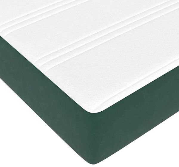 vidaXL Κρεβάτι με Στρώμα 140x200 cm, Υφασμάτινο Πλαίσιο Κρεβατιού, Σκούρο Πράσινο