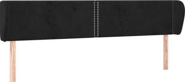 vidaXL Zaglowek uszak, czarny, 183x23x78/88 cm, aksamitny