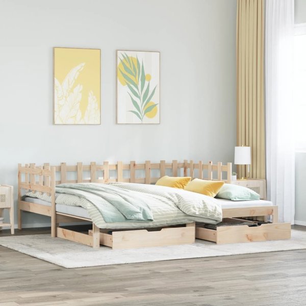 vidaXL Lozko dzienne rozsuwane z szufladami 80x200 cm lita sosna