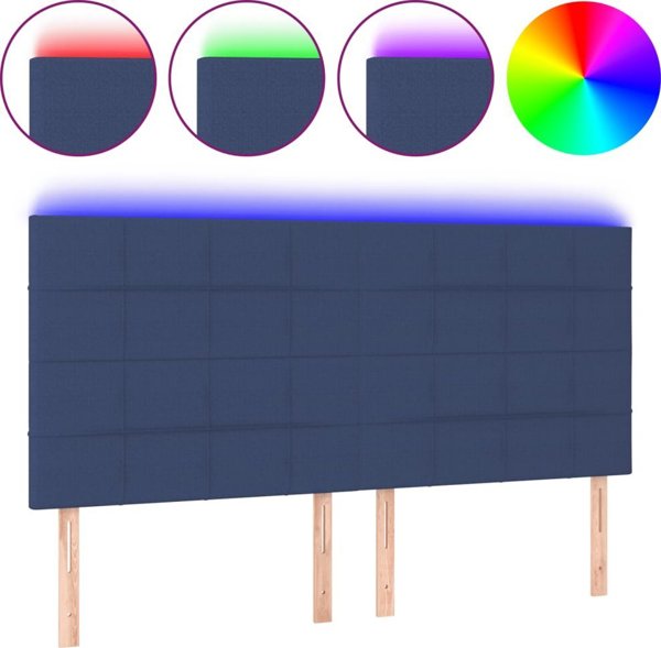 vidaXL Κεφαλάρι κρεβατιού με LED, μπλε, 200x5x118/128 εκ, ύφασμα