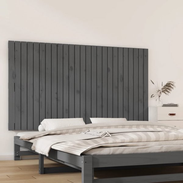 vidaXL Κεφαλάρι κρεβατιού, γκρι, 159,5x3x90 cm, από μασίφ πεύκο