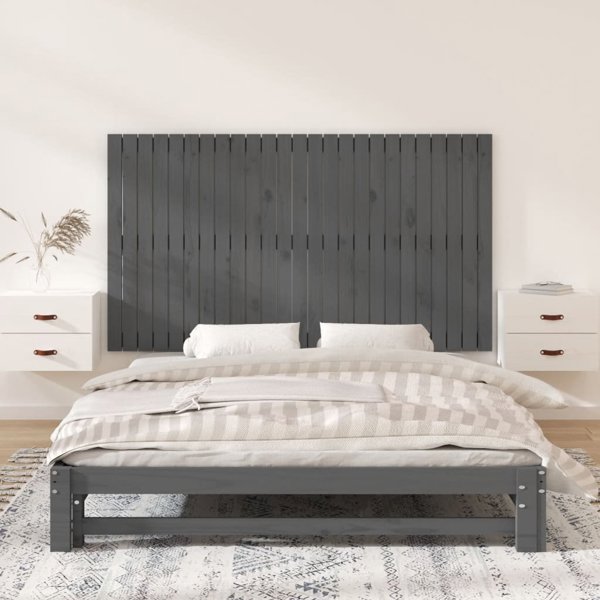 vidaXL Κεφαλάρι κρεβατιού, γκρι, 159,5x3x90 cm, από μασίφ πεύκο