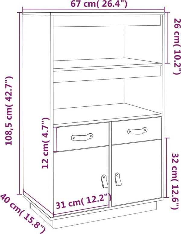 vidaXL Μπουφές, καφέ μέλι, 67x40x108,5 εκ, φυσικό πεύκο