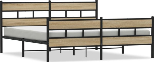 vidaXL Μεταλλικός σκελετός κρεβατιού Sonoma Δρυς 180x200 εκ.