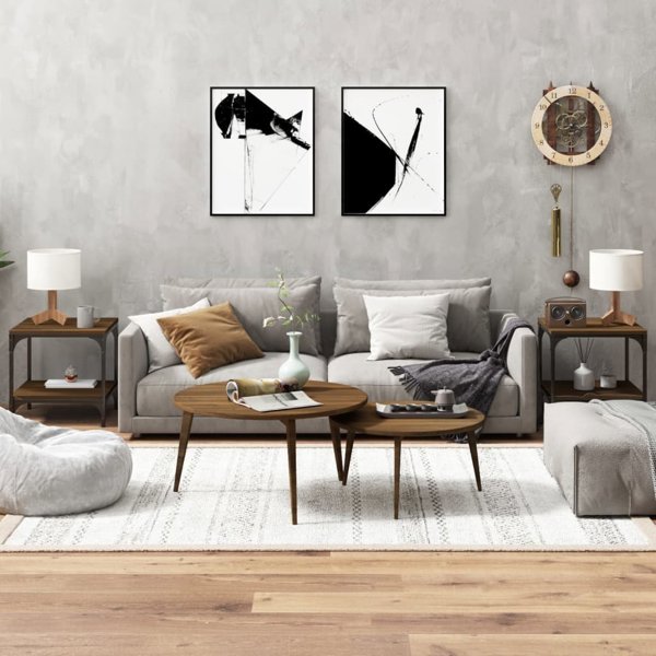 vidaXL Stoliki boczne, 2 szt., brazowy dab, 40x40x40 cm