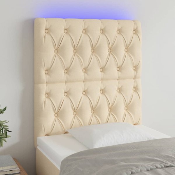 vidaXL Zaglowek do lotka z LED, krem, 80x7x118/128 cm, ypogeio