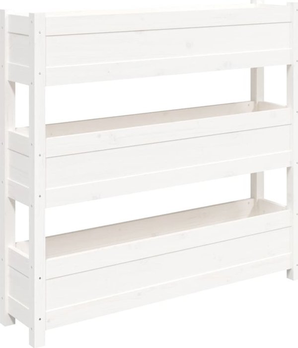 vidaXL Donica λευκή 112x25x104,5 cm από μασίφ πεύκο