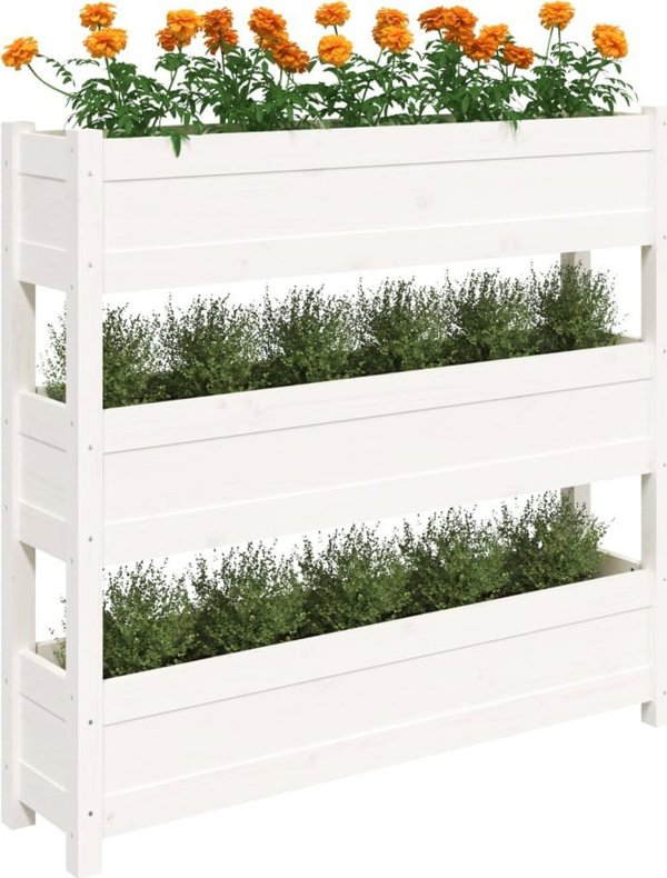 vidaXL Donica λευκή 112x25x104,5 cm από μασίφ πεύκο