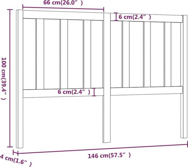 vidaXL Κεφαλάρι Κρεβατιού, Καφέ Μέλι, 146x4x100 cm, Μασίφ Πεύκο