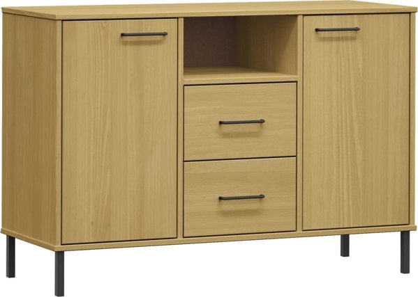 vidaXL Συρταριέρα OSLO, μεταλλικά πόδια, καφέ, 113x40x77 εκ.