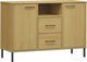 vidaXL Συρταριέρα OSLO, μεταλλικά πόδια, καφέ, 113x40x77 εκ.