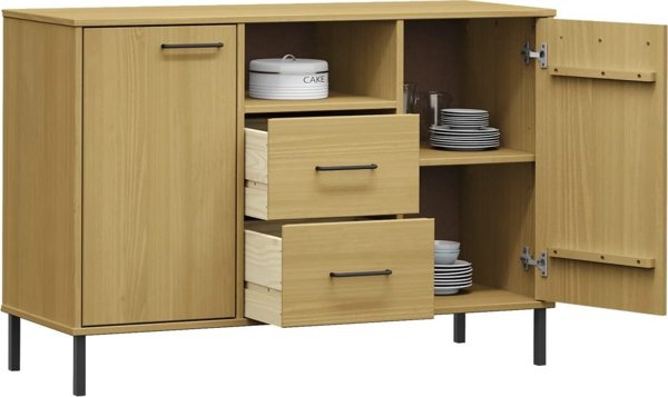 vidaXL Συρταριέρα OSLO, μεταλλικά πόδια, καφέ, 113x40x77 εκ.