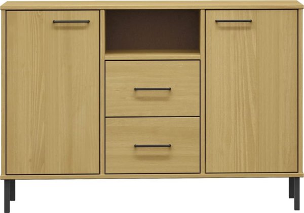 vidaXL Συρταριέρα OSLO, μεταλλικά πόδια, καφέ, 113x40x77 εκ.