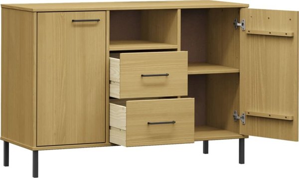 vidaXL Συρταριέρα OSLO, μεταλλικά πόδια, καφέ, 113x40x77 εκ.