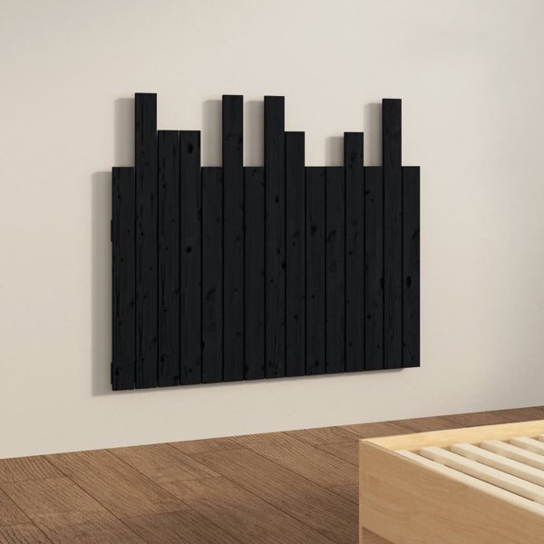 vidaXL Κεφαλάρι κρεβατιού, μαύρο, 95,5x3x80 εκ, μασίφ ξύλο πεύκου