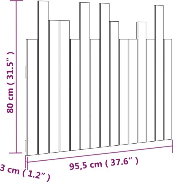 vidaXL Κεφαλάρι κρεβατιού, μαύρο, 95,5x3x80 εκ, μασίφ ξύλο πεύκου