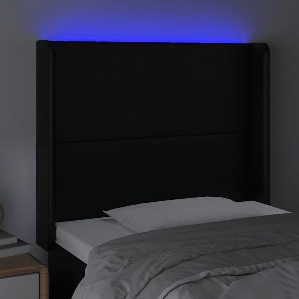 vidaXL Zaglowek do lotka z LED czarny 83x16x118/128 cm sztuczna skora