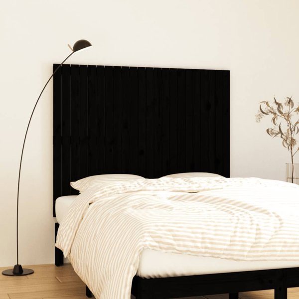 vidaXL Κεφαλάρι κρεβατιού μαύρο 140x3x110 cm από μασίφ πεύκο