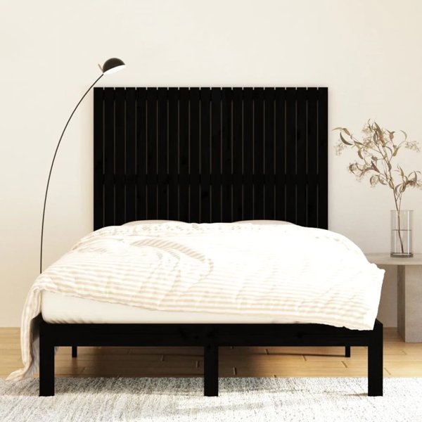 vidaXL Κεφαλάρι κρεβατιού μαύρο 140x3x110 cm από μασίφ πεύκο