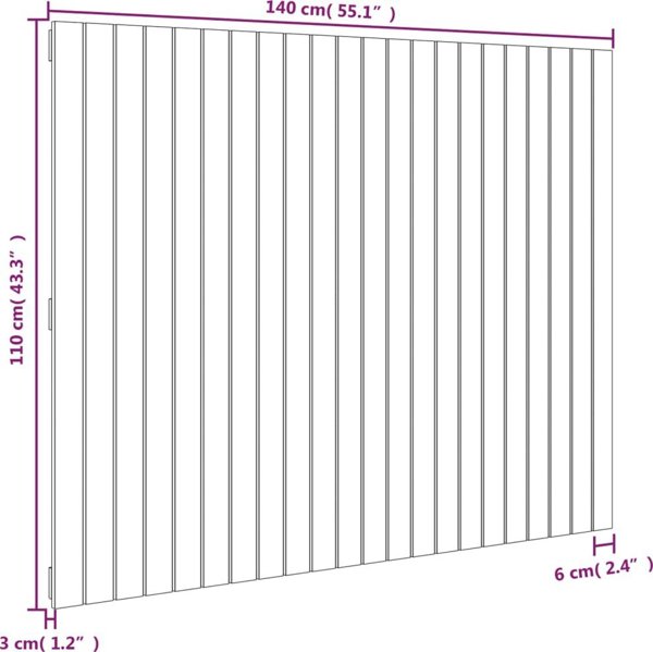 vidaXL Κεφαλάρι κρεβατιού μαύρο 140x3x110 cm από μασίφ πεύκο