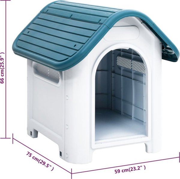 vidaXL vidaXL Buda dla psa, niebieska, 59x75x66 cm, polipropylen