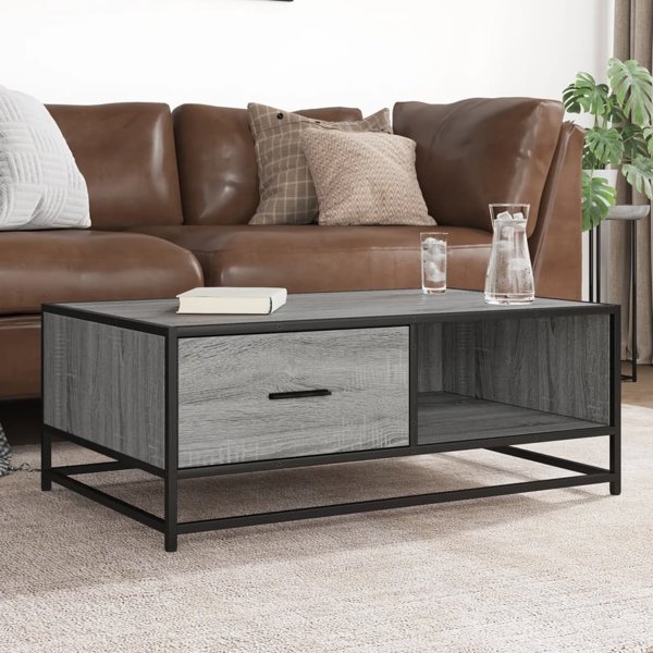 vidaXL Τραπεζάκι καφέ, γκρι δρυς σονόμα, 90x57x35 εκ.