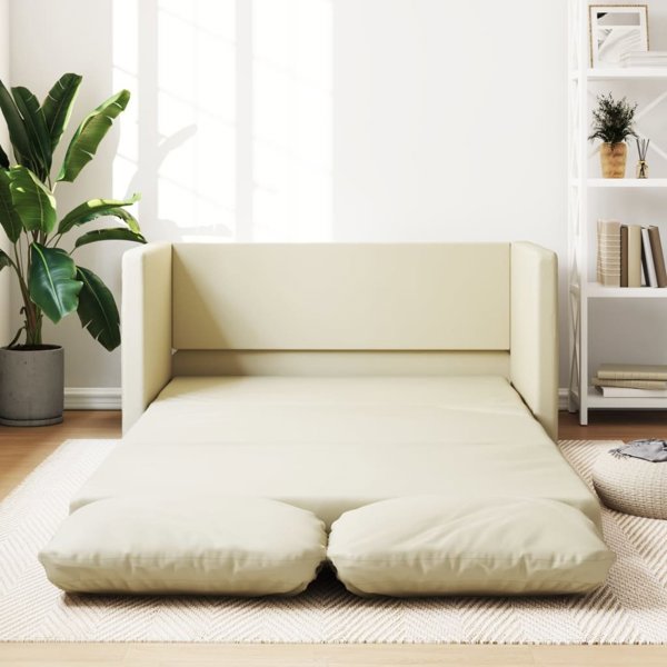vidaXL Sofa podlogowa 2-w-1, kremowa, 112x174x55 cm, sztuczna skora