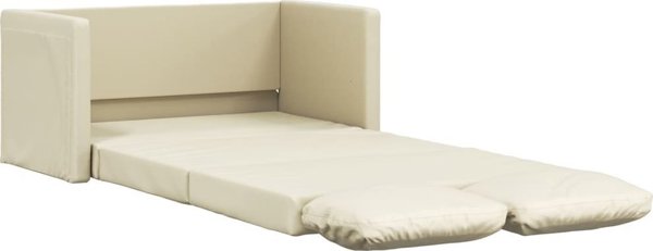 vidaXL Sofa podlogowa 2-w-1, kremowa, 112x174x55 cm, sztuczna skora