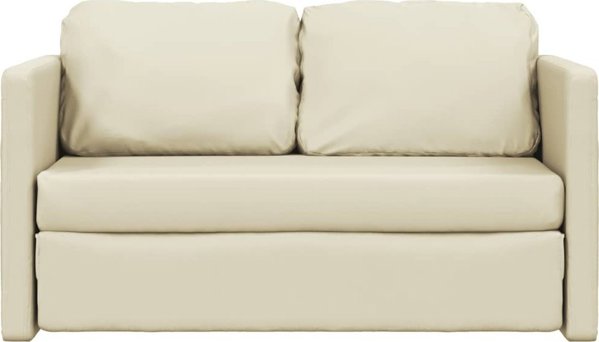 vidaXL Sofa podlogowa 2-w-1, kremowa, 112x174x55 cm, sztuczna skora