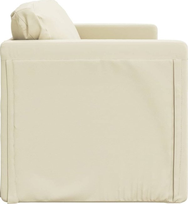 vidaXL Sofa podlogowa 2-w-1, kremowa, 112x174x55 cm, sztuczna skora