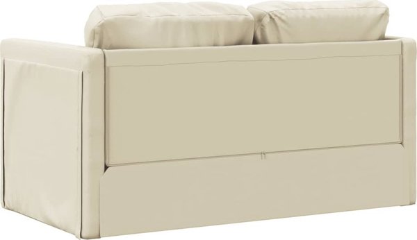 vidaXL Sofa podlogowa 2-w-1, kremowa, 112x174x55 cm, sztuczna skora