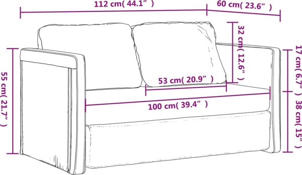 vidaXL Sofa podlogowa 2-w-1, kremowa, 112x174x55 cm, sztuczna skora