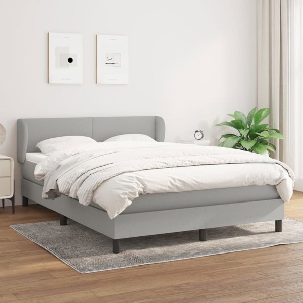 vidaXL Κρεβάτι kontynentalne με στρώμα, ανοιχτό γκρι, 140x200 εκ., ύφασμα