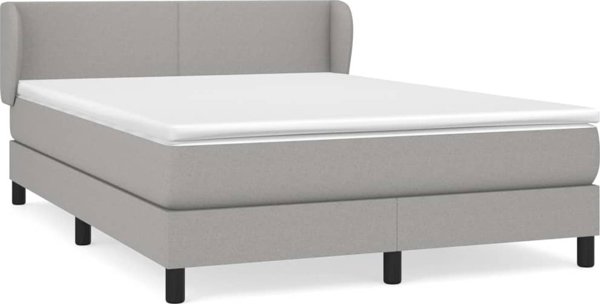 vidaXL Κρεβάτι kontynentalne με στρώμα, ανοιχτό γκρι, 140x200 εκ., ύφασμα
