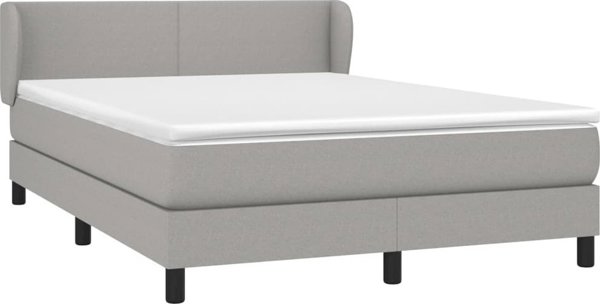 vidaXL Κρεβάτι kontynentalne με στρώμα, ανοιχτό γκρι, 140x200 εκ., ύφασμα