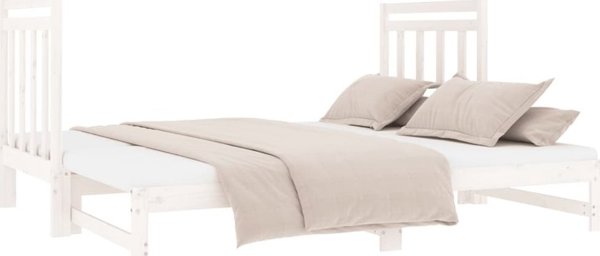 vidaXL Εκτεινόμενο κρεβάτι, λευκό, 2x(90x190) εκ., μασίφ πεύκο