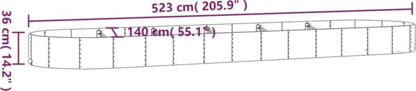vidaXL vidaXL Donica ogrodowa, malowana proszkowo stal, 523x140x36 cm srebrna