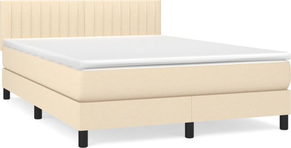 vidaXL Κρεβάτι Continental με Στρώμα, Κρεμ, Υφασμάτινο, 140x200 cm