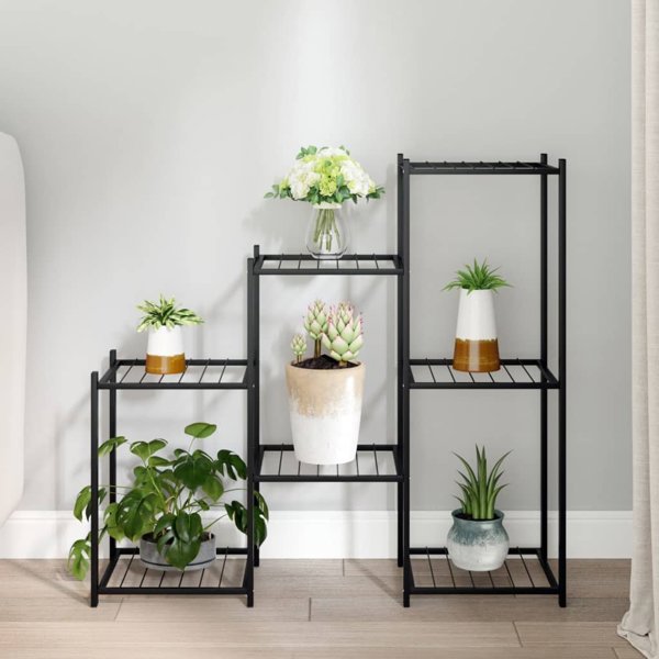 vidaXL Σταντ για λουλούδια, 83x25x80 εκ, μαύρο, σιδερένιο