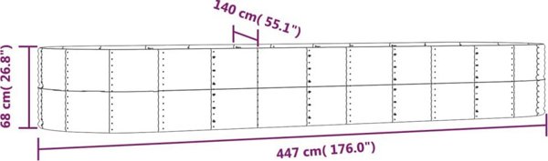 vidaXL vidaXL Donica ogrodowa, srebrna, 447x140x68cm, malowana proszkowo stal